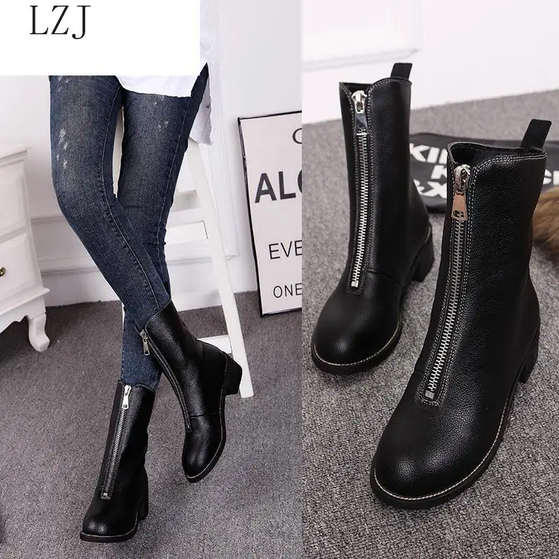 winter boots women's and ankle boots high quality pointed ladies boots leather fashion boots black sexy women's boots size