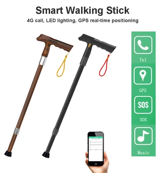 

Adjustable LED Walking Cane Elderly Cane GPS positioning FM Radio Fall Alarm Walking Stick Trusty Sticks for the Elderly Fathers