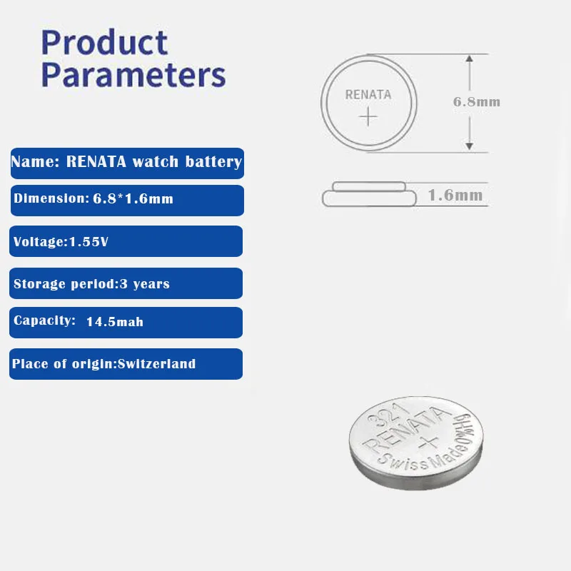 2 шт./лот Renata 321, оксид серебра часы батарея длительный SR616SW V321 GP321 швейцарская батарея для часов