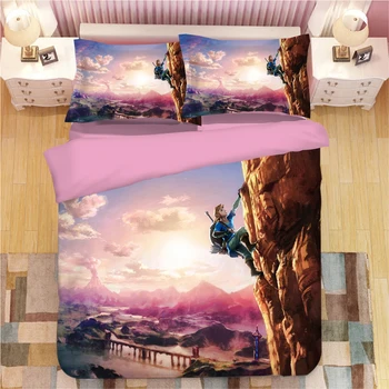 

3D Pink bedding sets cartoon anime duvet cover twin single double queen king bedclothes 3pcs Legend of zelda quilt cover sets