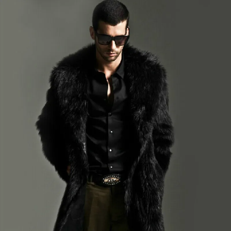 Мужское замшевое пальто, пальто из искусственного меха, меховая Длинная зимняя одежда, мужские пальто, роскошное пальто для мужчин