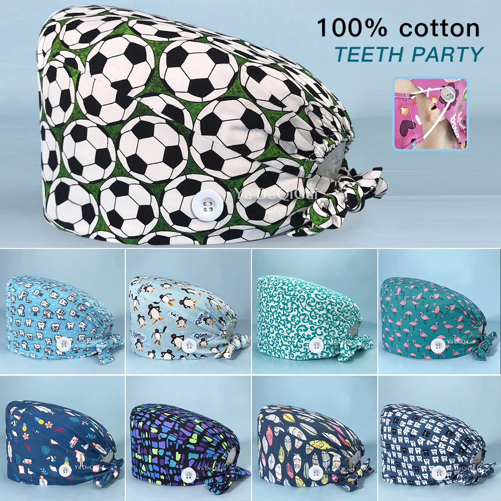 Health Caps Print Scrubs Hats Beautician Scrub Cotton Lab Hat Pet Grooming Agency Work Laboratory Operator Cap | Тематическая