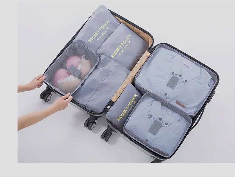 6pcs packing cubes Travel Organizer Bag Clothes Pouch Portable Luggage Suitcase Chic Bags Unisex Use Travel Accessories