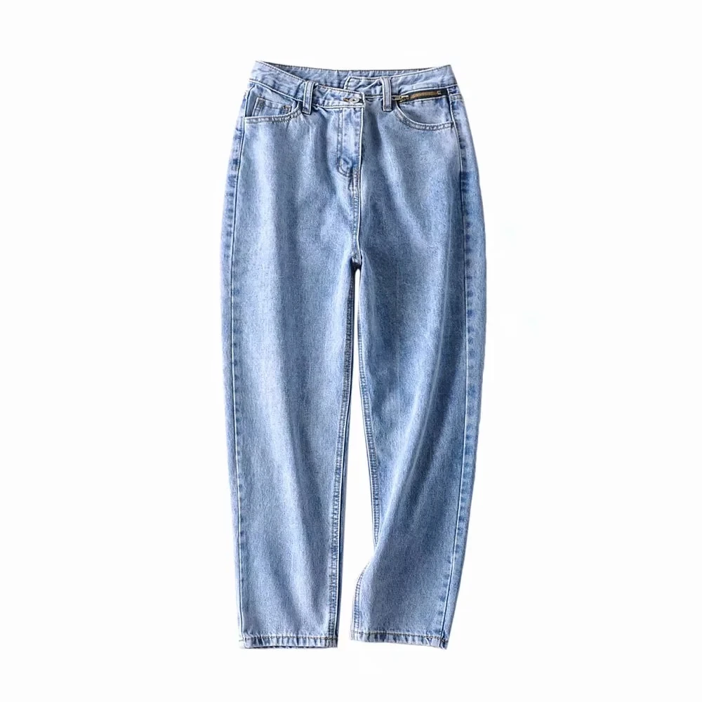 blue Модные женские штаны, винтажные джинсы с высокой талией, джинсы для женщин в стиле бойфренд, длинные джинсы для мам, джинсовые повседневные штаны - Цвет: blue