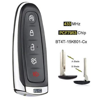 

433MHz PCF7953 BT4T-15K601-Cx Smart 4+1Button Remote Car Key Fob for For*d Edge Escape Explorer Taurus Flex Focus