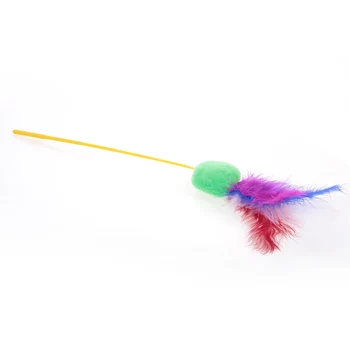 

New Cat Play Interactive Fun Toy Cat Teaser Wand Pet Colorful Feather Pet Catcher Teaser Stick for cats Random Color