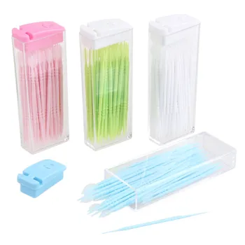 

50 Pcs/Box Double-headed Oral Care Brush Teeth Sticks Floss Pick Toothpick New Random Color Hot Sales