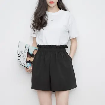 

Summer New Style Shorts With Pockets Ruffle High Waist Shorts Solid Color Pocket Casual Women Shorts