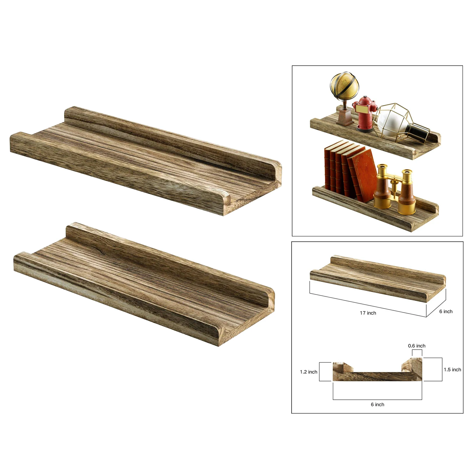 2 Pieces Rustic Driftwood Shelves Farmhouse Wall Shelves for Living Room B