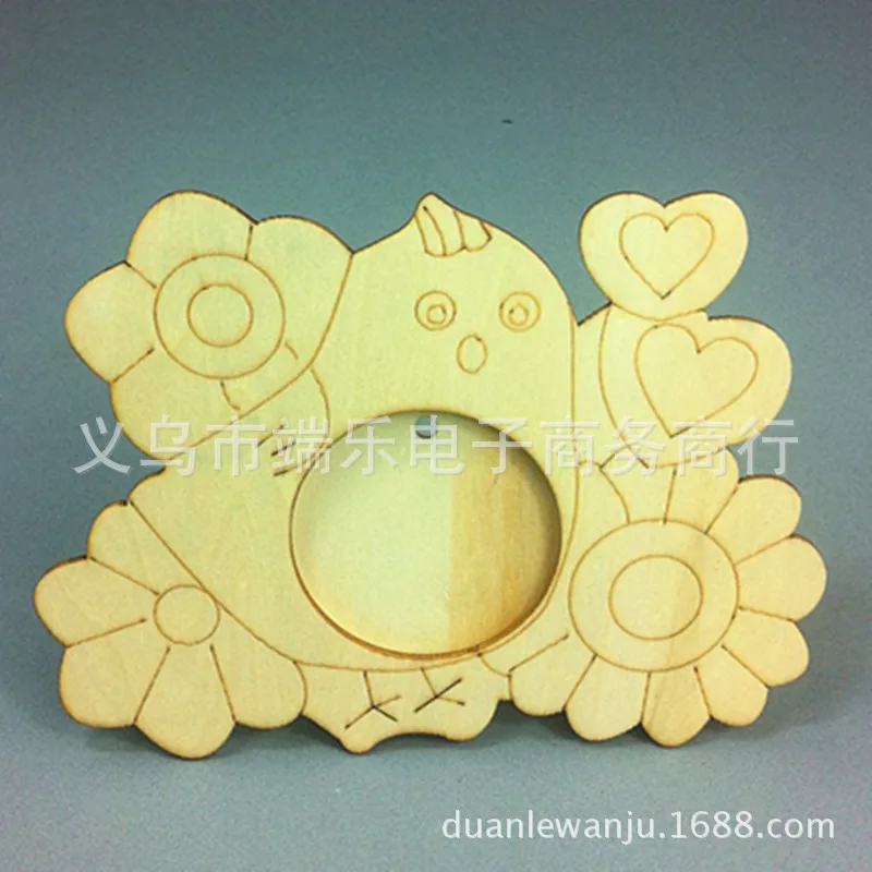 Wood Creative Flower Chickens Frame Abrasives CHILDREN'S DIY Clay Mud Pearl Material
