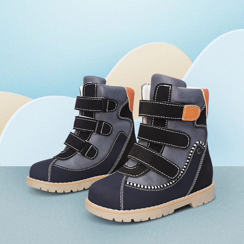 básico ajo Marcar Zapatos ortopédicos de piel para niños y niñas, botas altas de invierno,  calzado de piel negra para nieve con plantilla ortopédica extraíble -  AliExpress