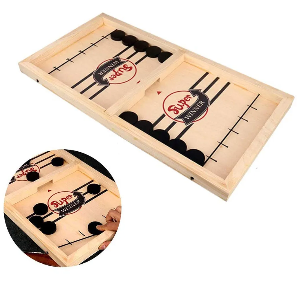 10x Fast Sling Puck Game Pieces Wooden Board Table Hockey Game Piece Party Toys