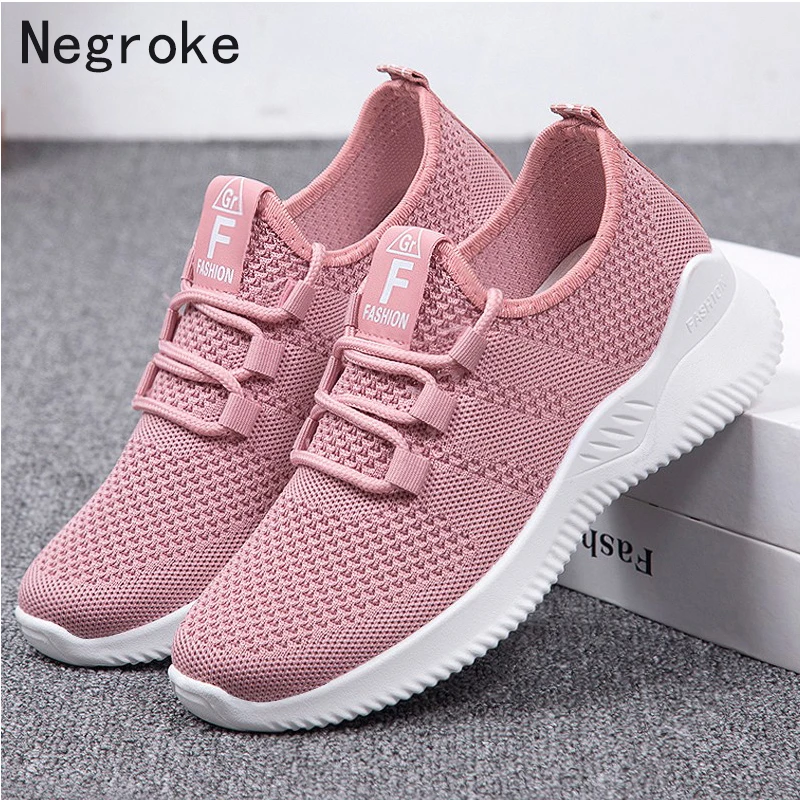 Zapatillas de deporte vulcanizadas para mujer, zapatos planos informales para caminar, de malla transpirable, para verano y otoño, 2021