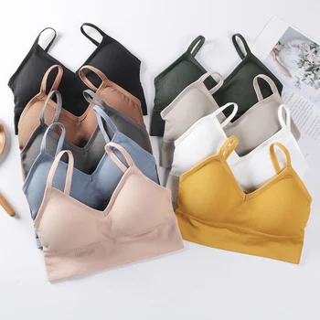 

9 Colors Seamless Sports Crop Top Women Wireless Bra Female Sexy Lingerie Camis Padded Bandeau Tank Back Cross Bralette Tube Top