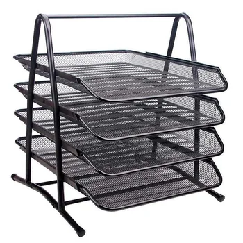 

Factory Direct Sales Of High-quality Four-layer File Tray Metal Wire Mesh File Rack Data Storage Basket Exquisite Data Holder
