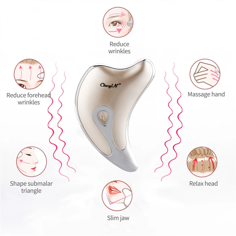 Electric Gua Sha Board Facial Massager Face Lifting Scraping Tool Microcurrent Massage Guasha Plate Wrinkle Removal Slimming 48