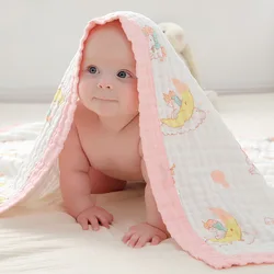 Manta para recién nacido de 6 capas, colcha de ala de color, cubierta para bebé, muselina suave de algodón, toallas de baño, envoltura cálida de invierno