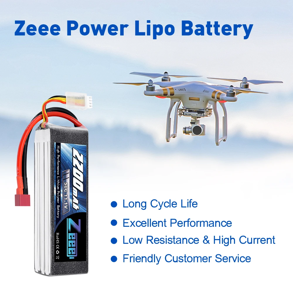 2 шт. Zeee LiPo аккумулятор 11,1 V 3S 2200mAh 50C для радиоуправляемого автомобиля с штекером Deans XT60 разъем для радиоуправляемого вертолета дрона лодки самолета