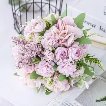 

Nordic Rose Simulation Bouquet Interior Living Room Decoration Decorations Hand Table Flowers Holding Artificial Silk P Wed Z0L7