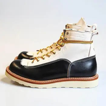 

Fashion Men Shoes Top Quality Vintage PU Leather Plaid Boots Lace Up Mens Boots Casual Zapatos De Hombre HA100