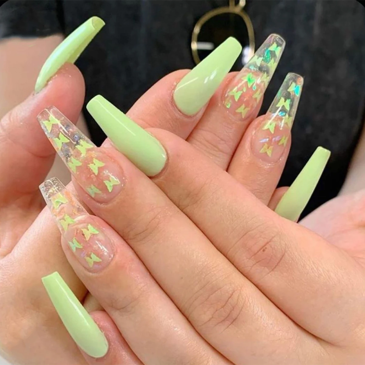 Red Smile Line Designs False Nails Press On Nails Long Coffin Ballerina Fake Nails With Glue Manicure Artificial Nail Art Tips False Nails Aliexpress