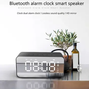 

Home Digital Car Wireless FM Radio Bass LED Display Portable Mirror Alarm Clock Bluetooth Speaker TF Card USB Rechargeable