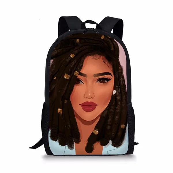 NOISYDESIGNS African Backpack Cartoon African Black Girls Print School Bag Kids Cute Book Bag Teenager Girls Schoolbags Mochila - Цвет: Z3718C