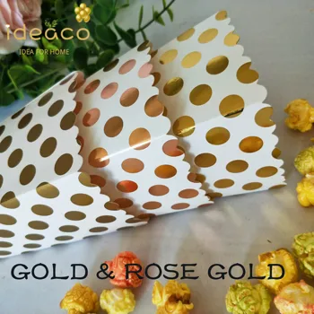 

30 Count Small Paper Popcorn Favors Boxes Gold Foil Assorted - with Scalloped Edge