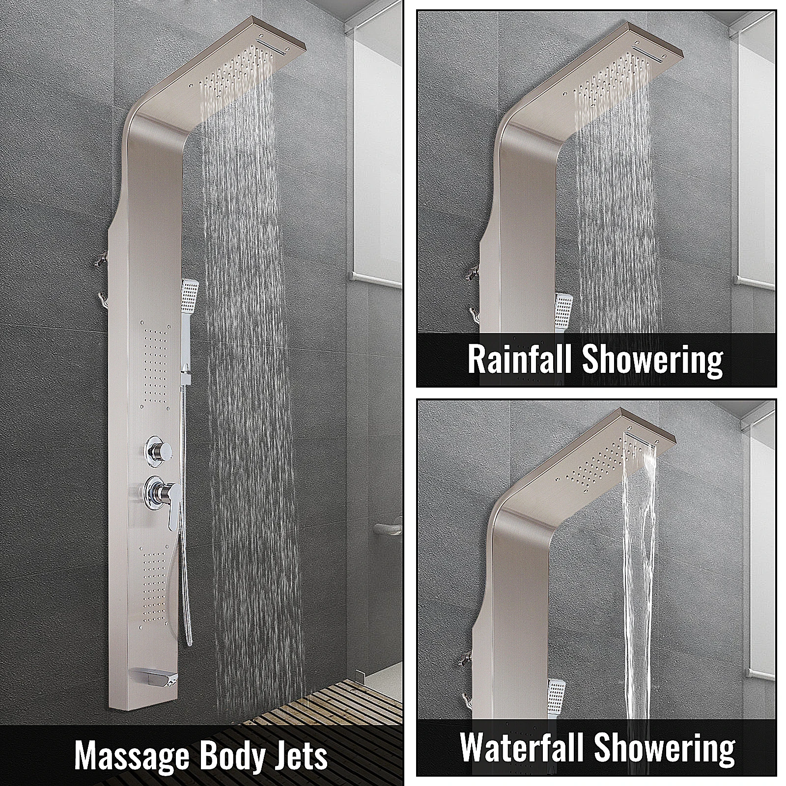 VEVOR 5 v 1 sprcha pípa koupelna srážky sprcha sada vodopád déšť lázeňského masáž dýza koupat sprcha sloupek směšovače ťuknout sprcha panel