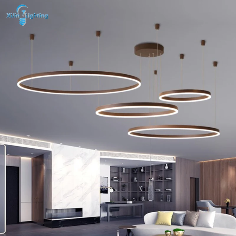 

Modern LED Chandelier Lighting For Living Room Bedroom Dining Room Indoor Home Lighting Circle Rings Led Aluminum Chandelier