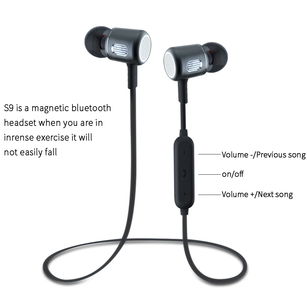 Магнитные Bluetooth наушники Беспроводные стереонаушники металлические музыкальные