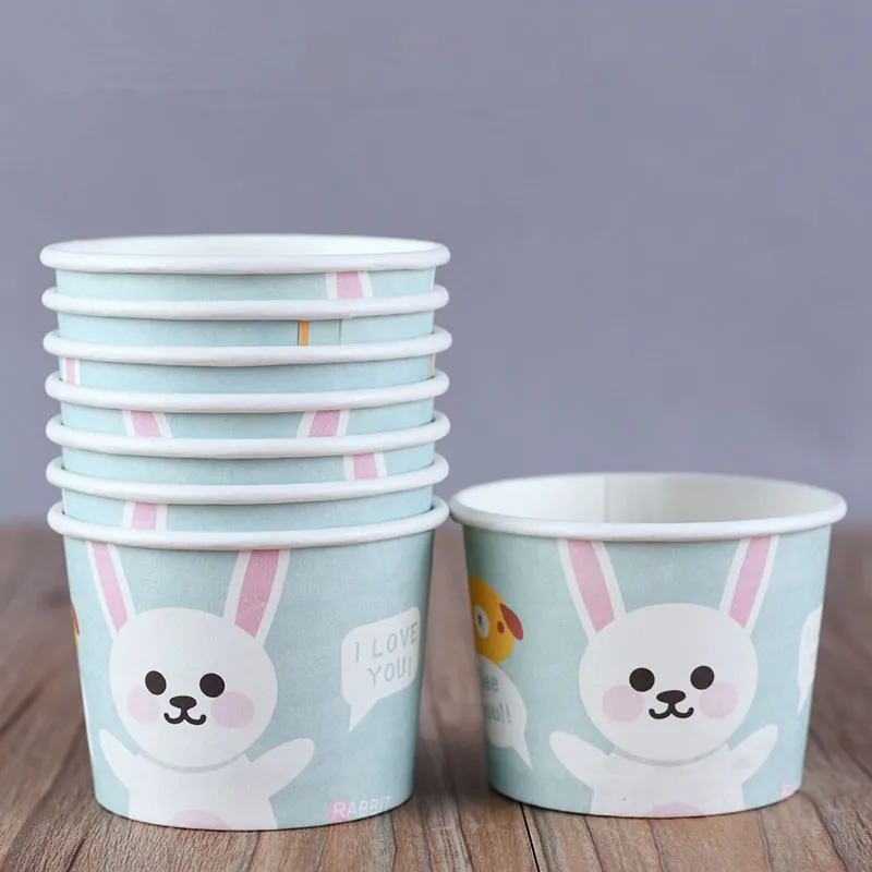 only cup4 50 шт. мультфильм одноразовый лед бумажное мороженное чашки креативные вечерние сувениры йогурт торт десертная чашка небольшой на вынос упаковка чашки - Цвет: only cup4