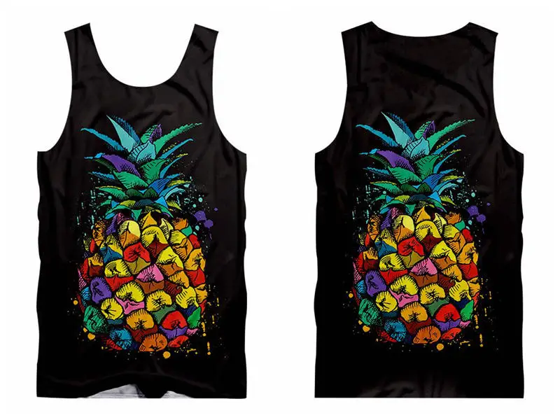 Unisex 3d tank tops Красочные ананасы 3D принт черный безрукавка Повседневная Летняя мужская женская жилетка рубашка забавные тропические фрукты узор унисекс жилет для спортзала - Цвет: Unisex 3d tank tops