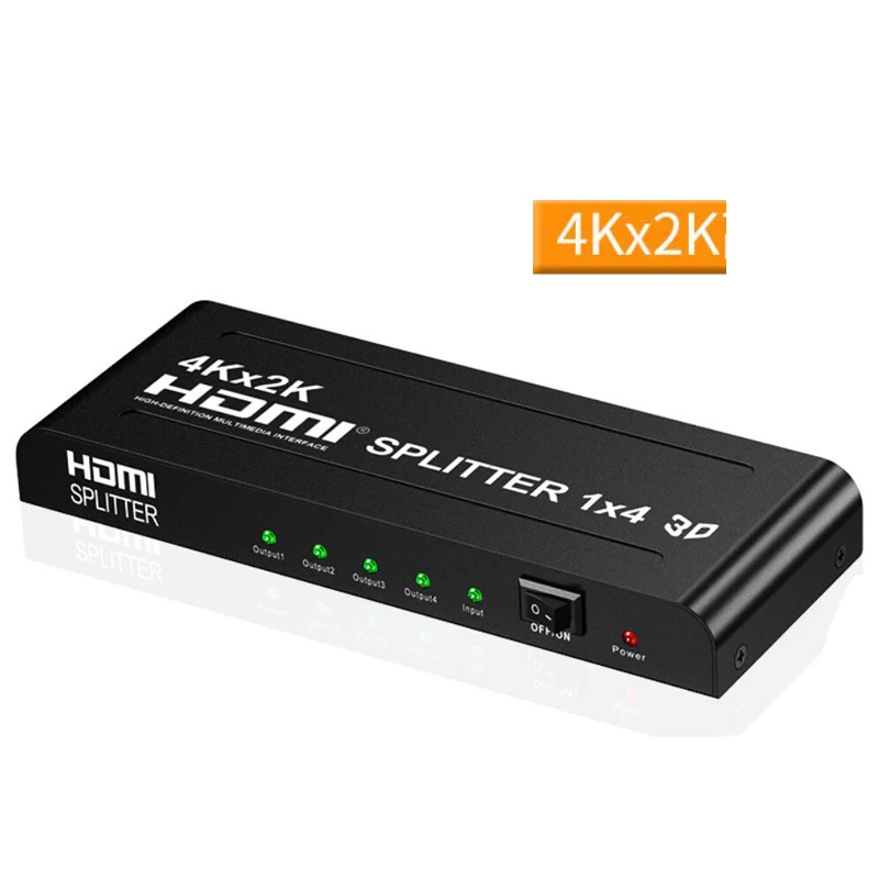 4K* 2k 1x4 HDMI 4 порта HDMI видео сплиттер аудио усилитель повторитель 3D DTS 1 в 4 выхода HDMI сплиттер конвертер для HDTV PS4 ПК