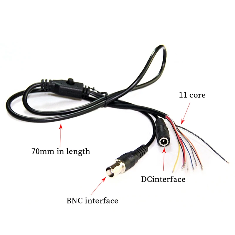 CCTV Camera Video Cable With OSD Menu Button+DC input+BNC video output 
