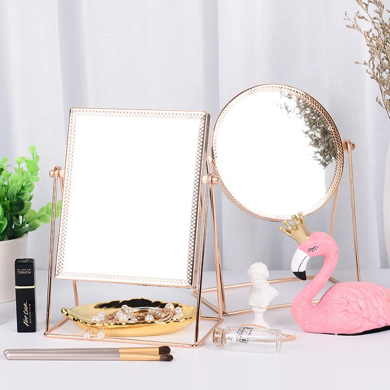 

Gold Makeup Mirror Desktop Princess Mirror Northern European-Style INS Gold-Framed Mirror Decoration Soft Loading Circle Dressin