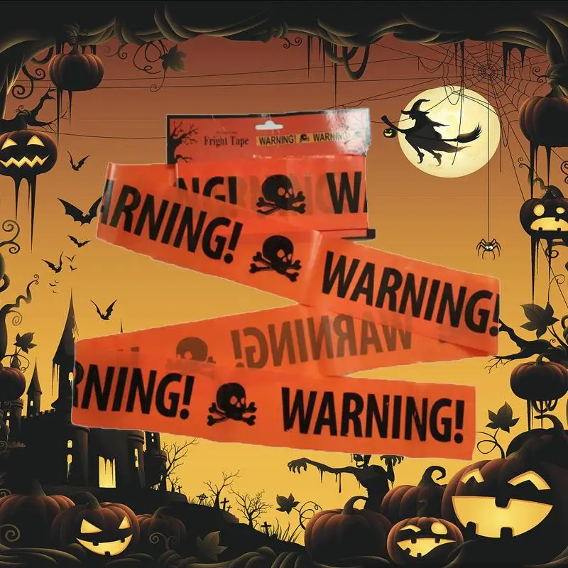 

600*8cm Halloween Decoration Warning Tape Sign Halloween Props Window Props Party Danger Warning Line Halloween Decoration