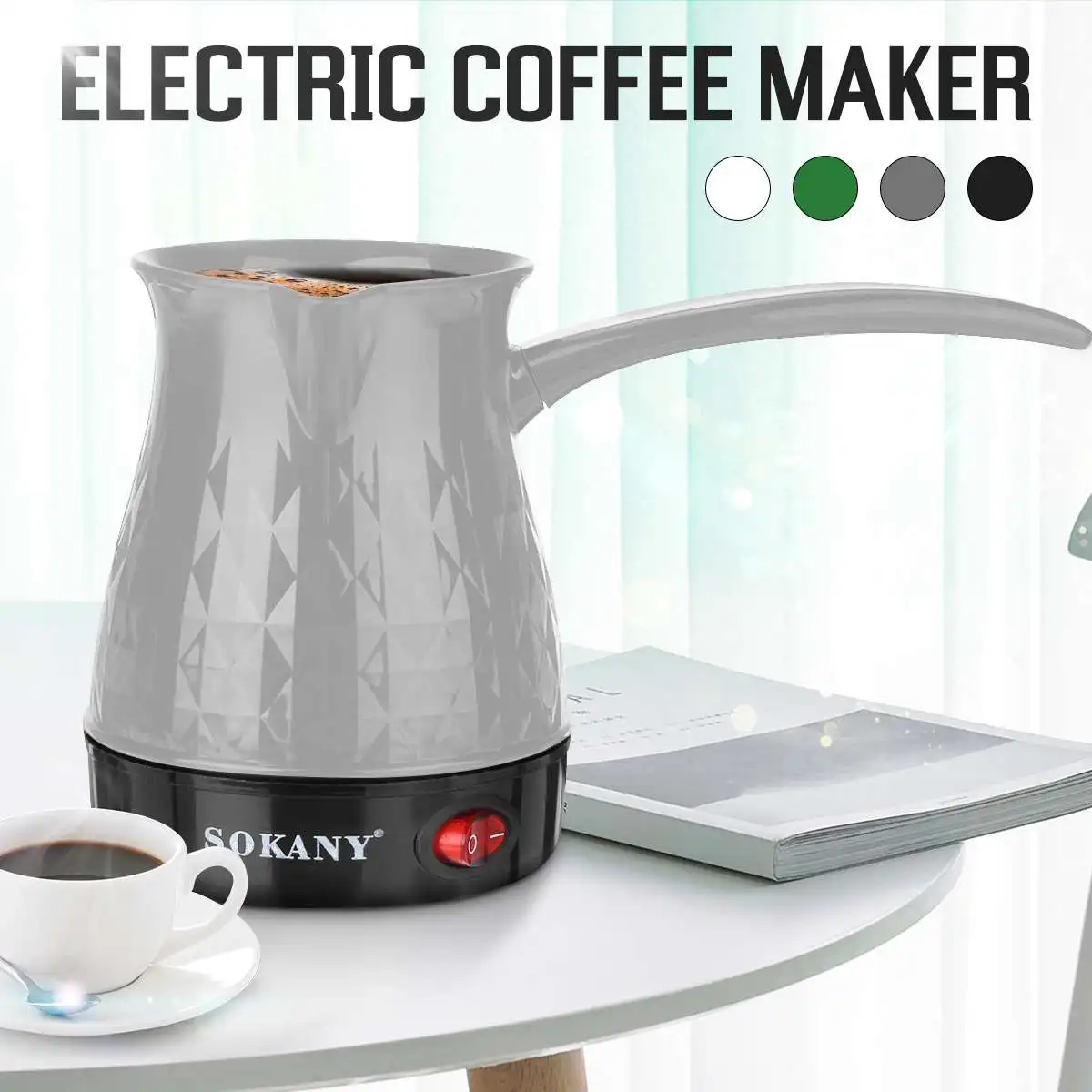 

500W Coffee Make 500ml Stainless Steel Separated Italian Mocha Pot Greek Turkish Electric Coffee Pot Portable Espresso Machine
