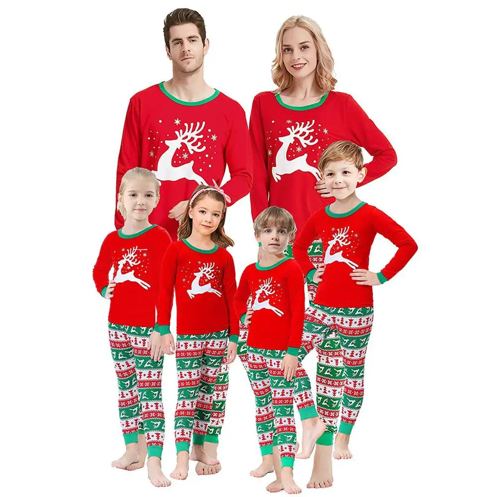 Коллекция года, комплект одинаковых пижам для всей семьи, Рождественский костюм с рисунком лося, одежда для сна, одежда для сна, домашняя пижама