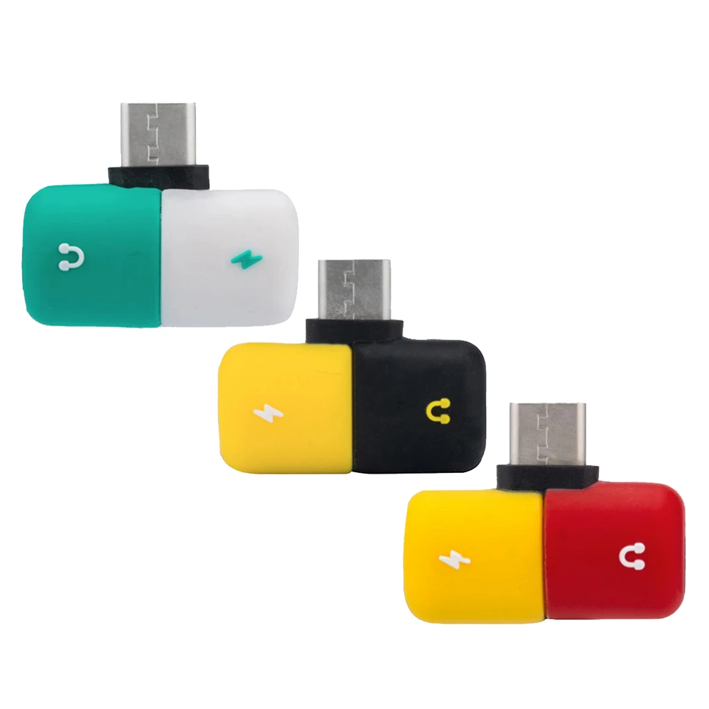 3 Pieces Capsule 2 In 1 USB C Headphone Audio & Charger Adapter Splitter