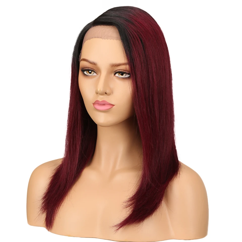 Rebecca Right Side Part Ombre Lace Front Human Hair Wigs For Black Women Peruvian Remy Straight Hair Wig 14 Inch Free Shipping