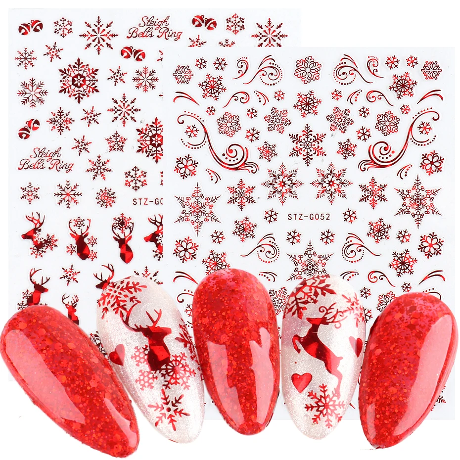 Наклейки для ногтей в виде рождественских снежинок Переводные картинки цвета
