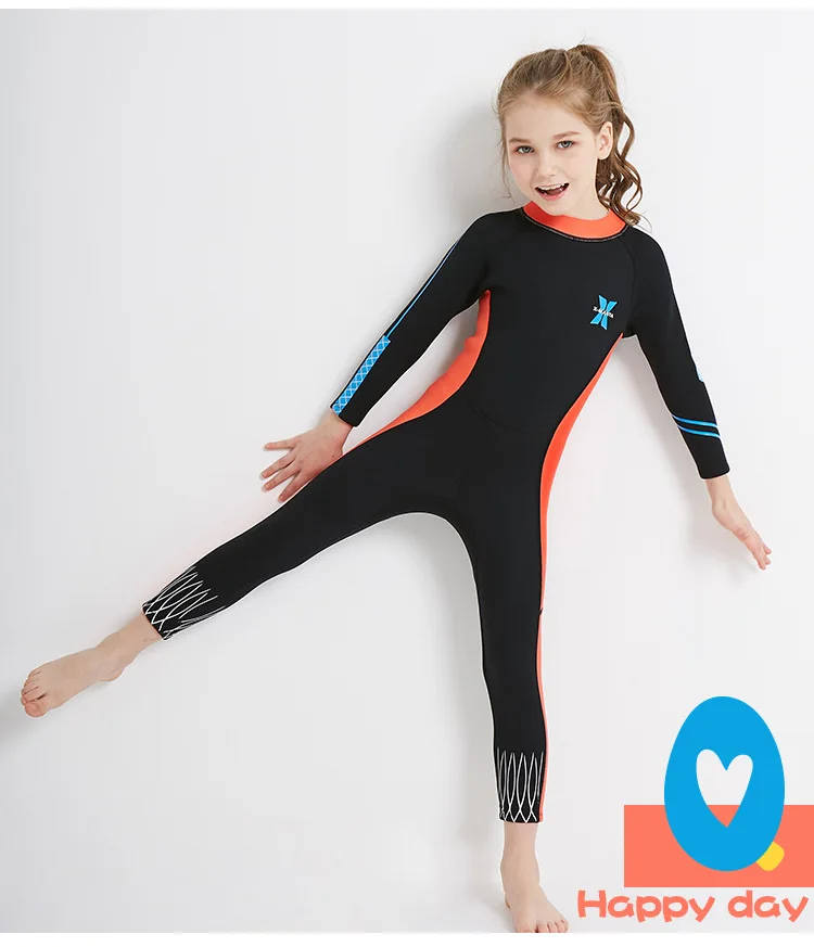 Гидрокостюм для детей, неопреновый гидрокостюм для мальчиков и девочек, 2,5 мм, Детский Гидрокостюм, сохраняющий тепло, с защитой от ультрафиолетового излучения, детский купальный костюм с длинными рукавами