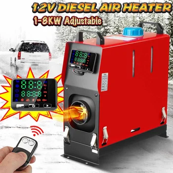 

All in one 1-8KW 12V Adjustable Car diesels Air Heater Black New LCD switch+ remote control Integrated Machine For Van Boat Bus