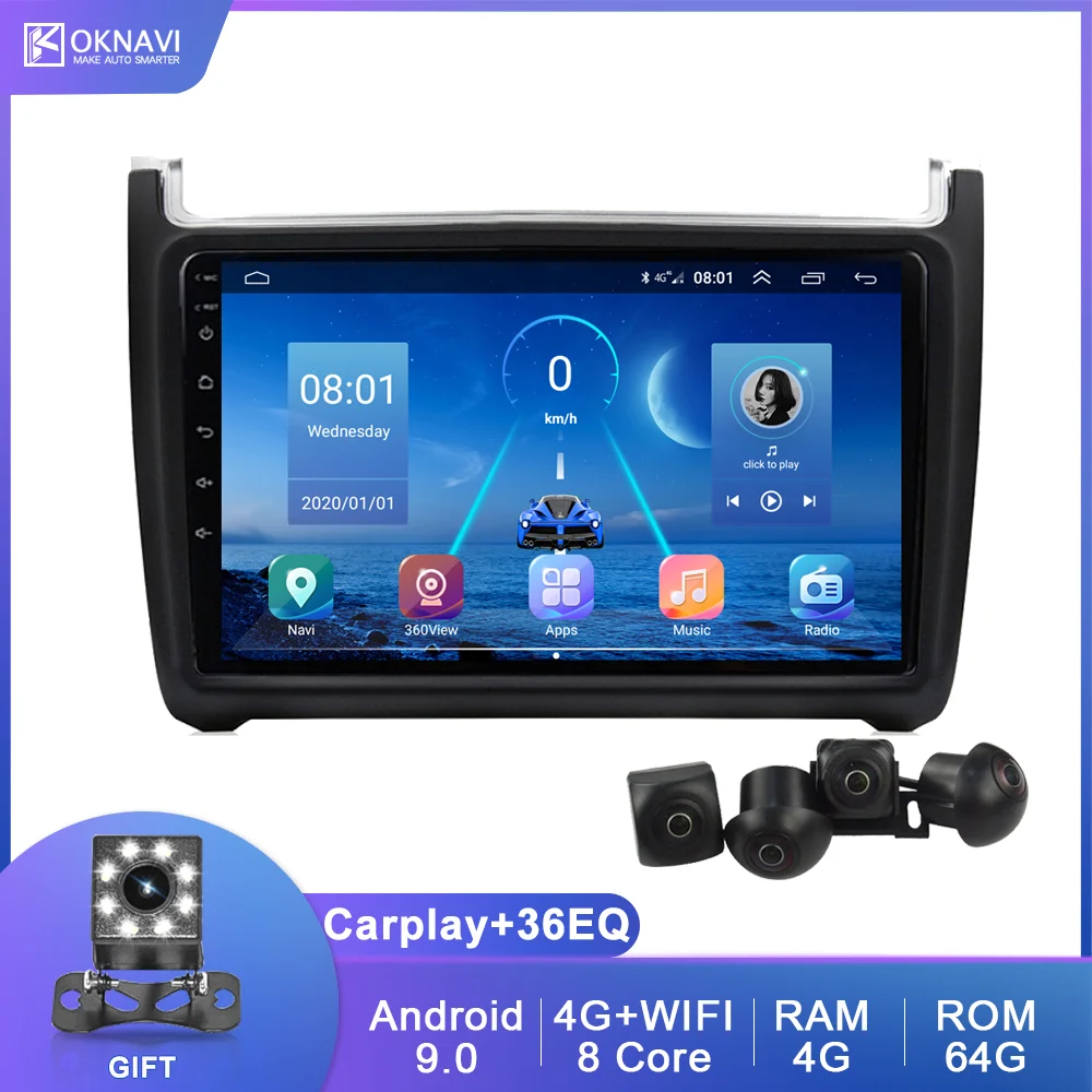 Автомагнитола для Volkswagen VW Polo Sedan 2008 2020 Android 9 0 мультимедийный видеоплеер с DVD плеером и GPS навигацией Carplay HD
