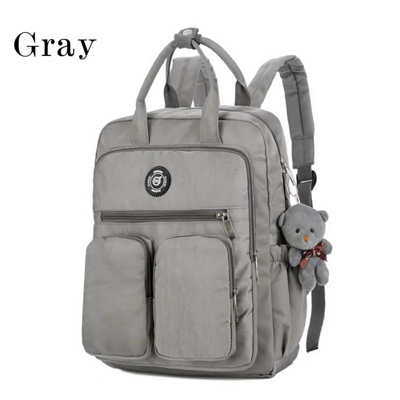 HEFLASHOR Fashion Woman Backpack Waterproof Nylon Soft Handle Solid Multi-pocket Travel Zipper School Bags Dropshipping - Цвет: Gray