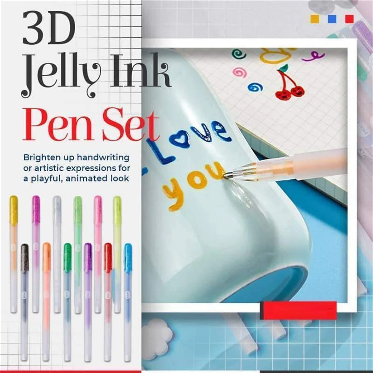 3D Jelly Pens Glossy Gel Refill Pen Set Bright Color Art Marker Fluorescent  Graffiti Pen Gift Sketching Highlighters Stationery - AliExpress