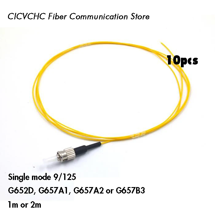 10pcs ST/UPC Fiber Pigtail-Single Mode (9/125)-G652D, G657A1, G657A2, G657B3-0.9mm Cable-1m, 2m /Optical Fiber