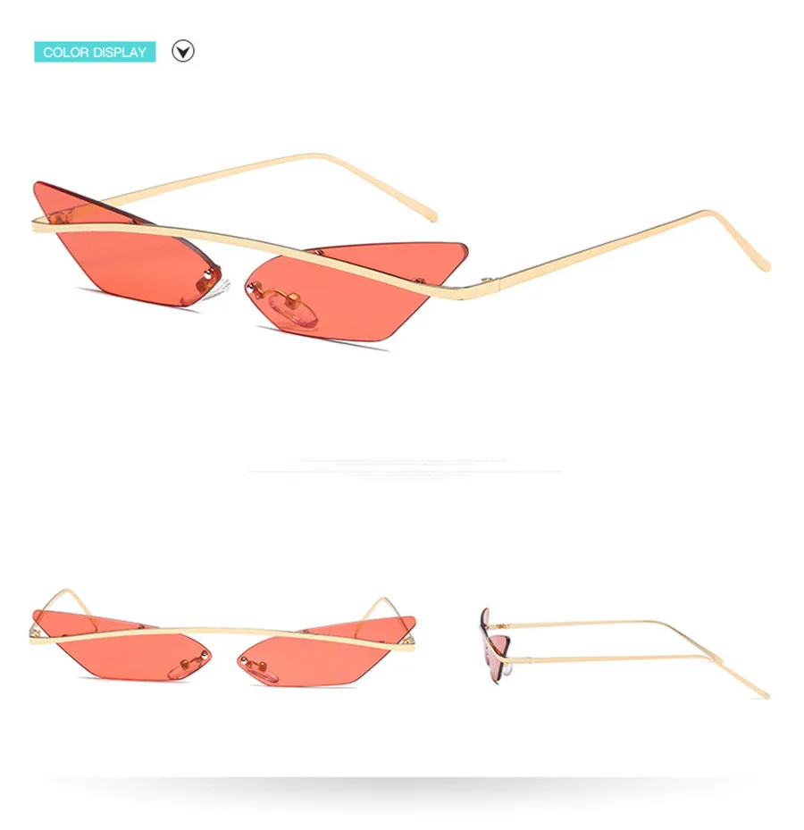 Модные треугольные солнечные очки для женщин Хиппи крутые солнцезащитные очки без оправы кошачий глаз солнцезащитные очки зеркальные очки градиентные линзы очки