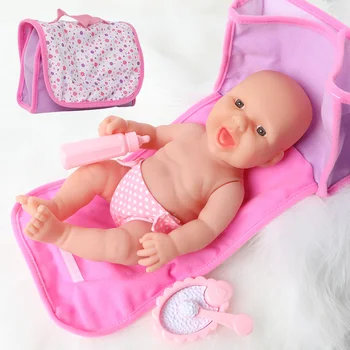 

14inch full body silicone bebe Reborn Doll handbag Outfit waterproof Boneca 36cm Realistic newborn baby Doll for toys girl gift